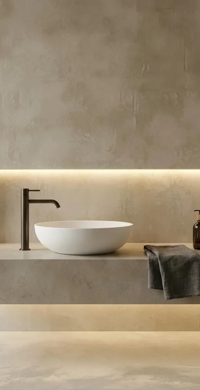 Bathroom Design Detail Marmorino Unico - ARENCOS Chania Architects
