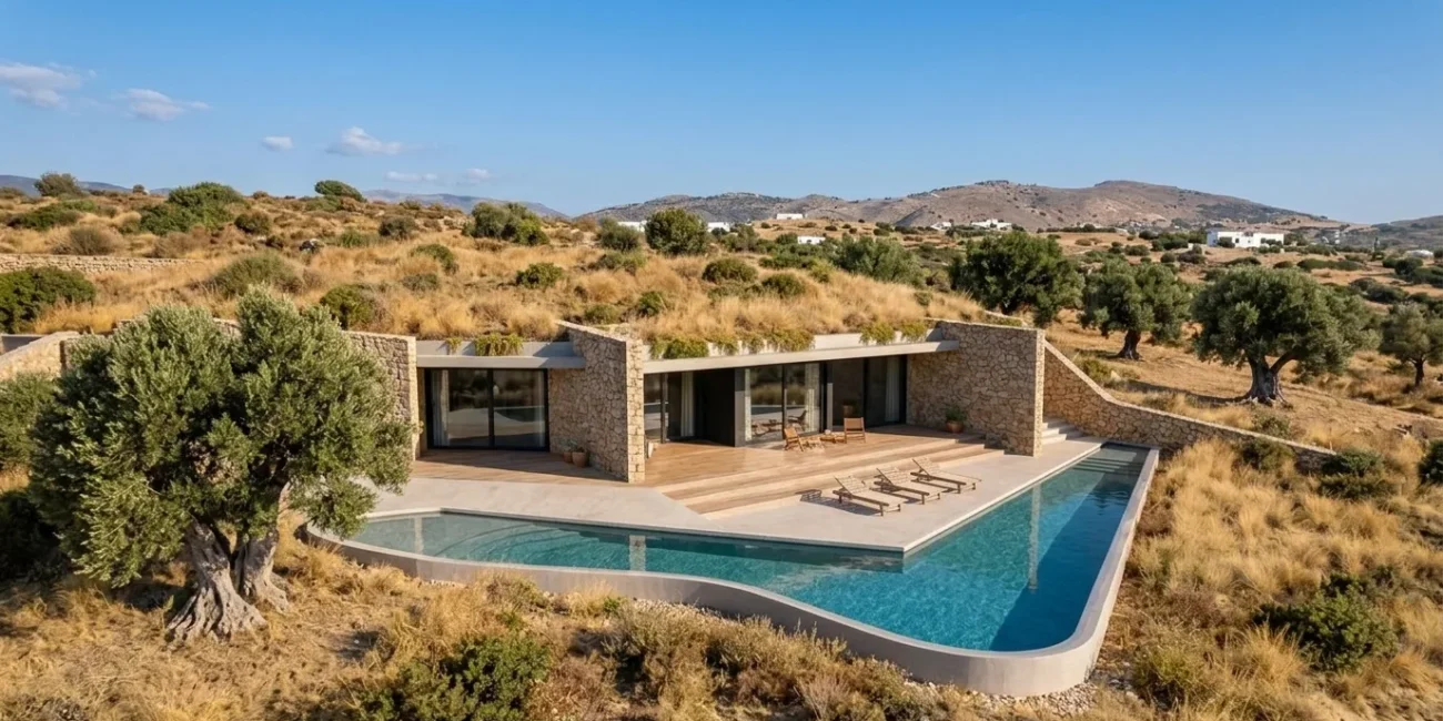 Earth Shelterd Residence in Evia by ARENCOS - Architects and Engineers
