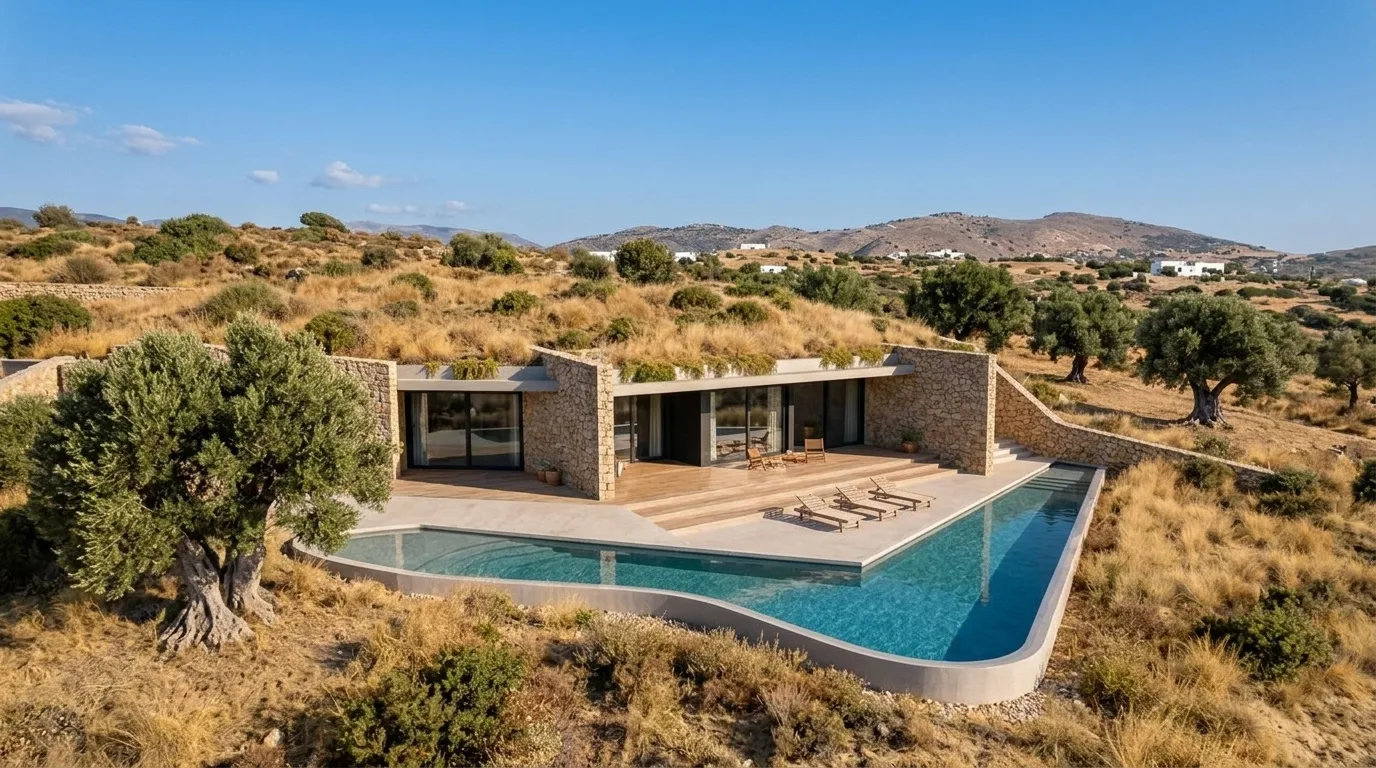 Earth Shelterd Residence in Evia by ARENCOS - Architects and Engineers
