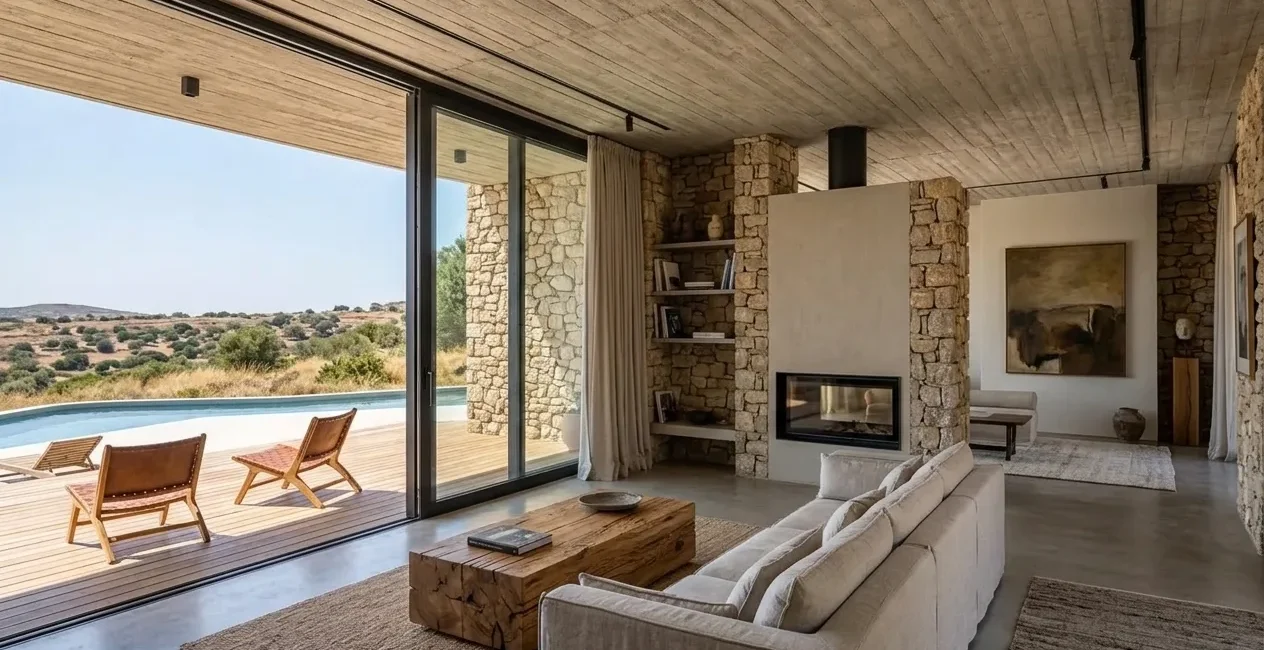 Livingroom Area - Earth Sheltered Evia House