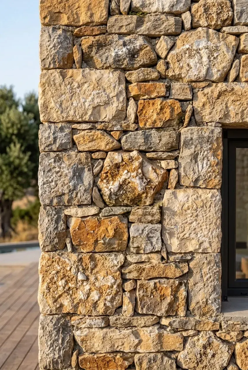 Earth Sheltered Evia House - Stone Wall Views